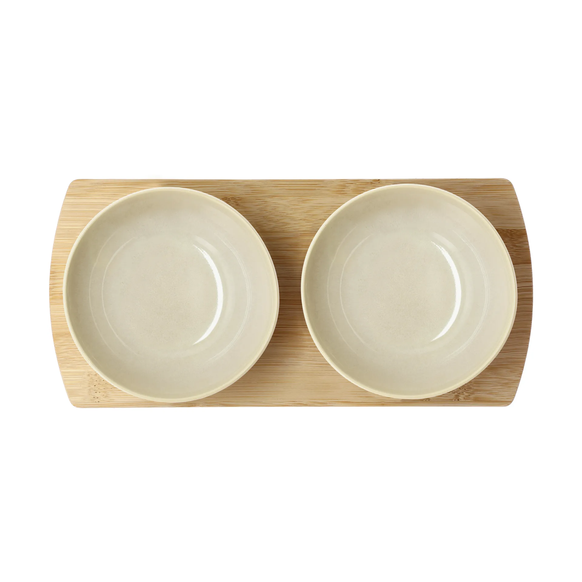 Shoku bambusbrett med 2 skåler, Beige Villa Collection