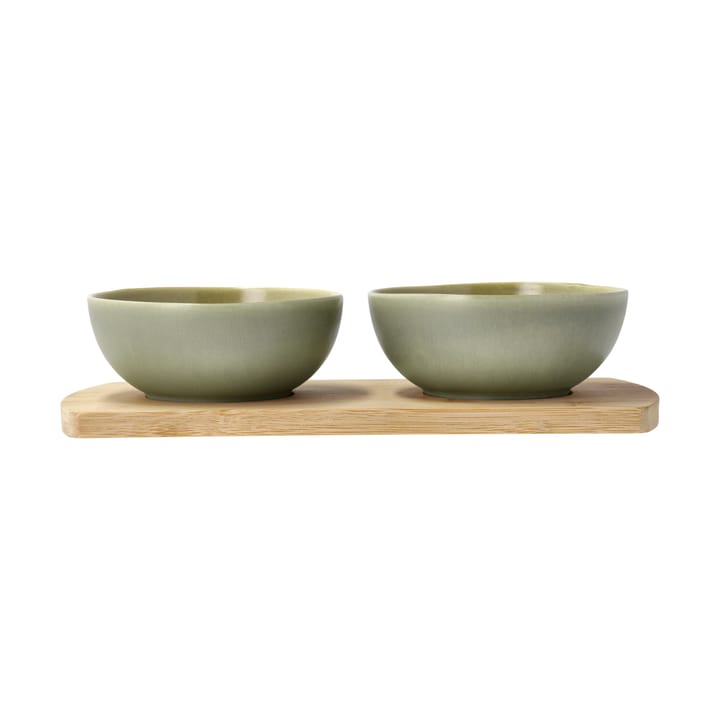 Shoku bambusbrett med 2 skåler - Pure Green - Villa Collection
