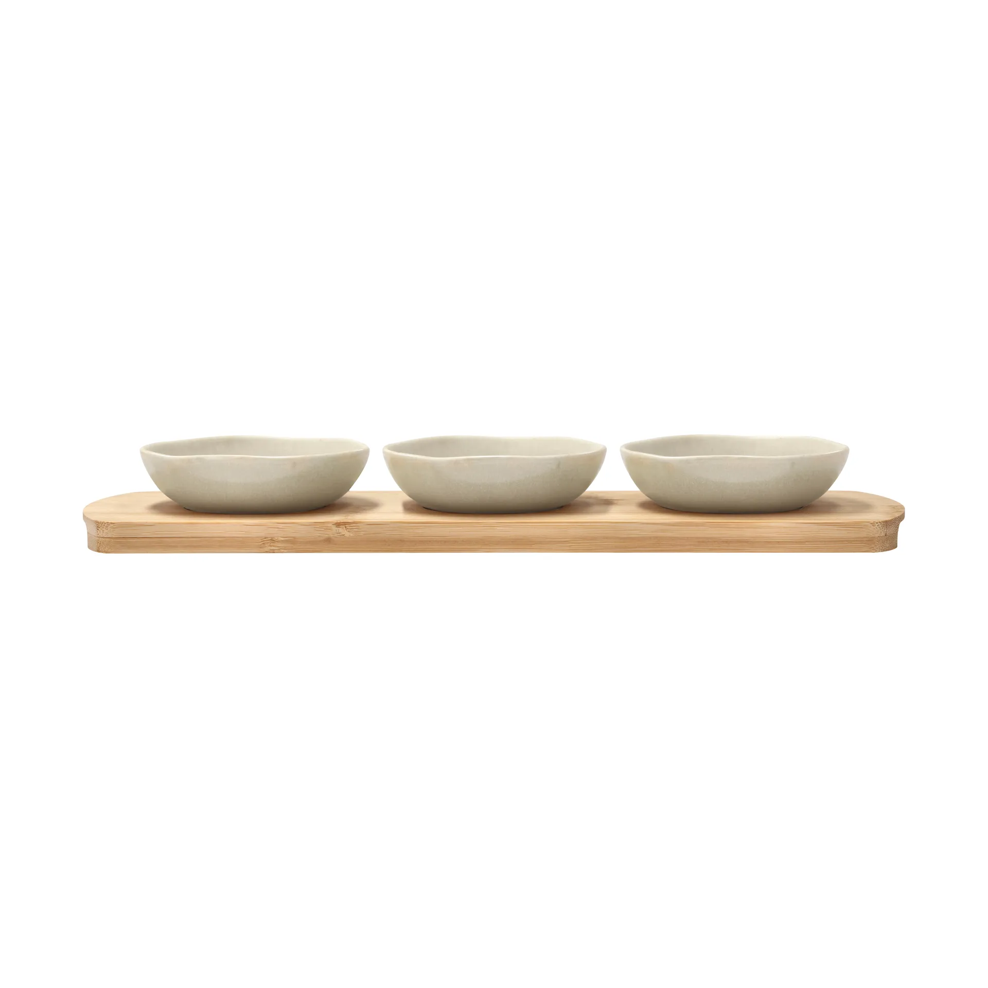 Shoku bambusbrett med 3 skåler, Beige Villa Collection