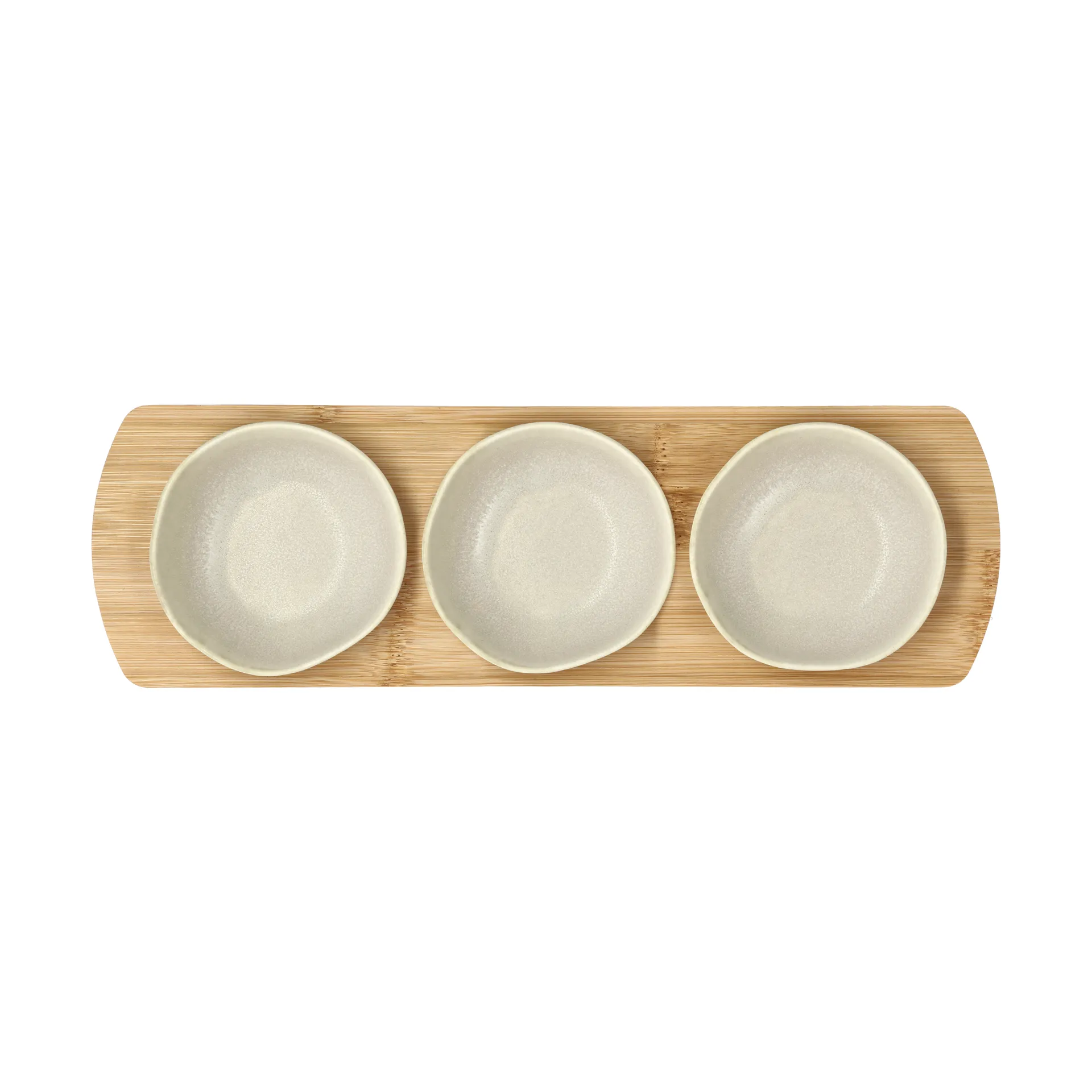 Shoku bambusbrett med 3 skåler, Beige Villa Collection