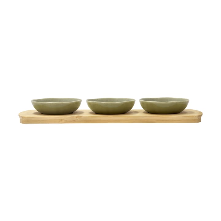 Shoku bambusbrett med 3 skåler - Pure Green - Villa Collection