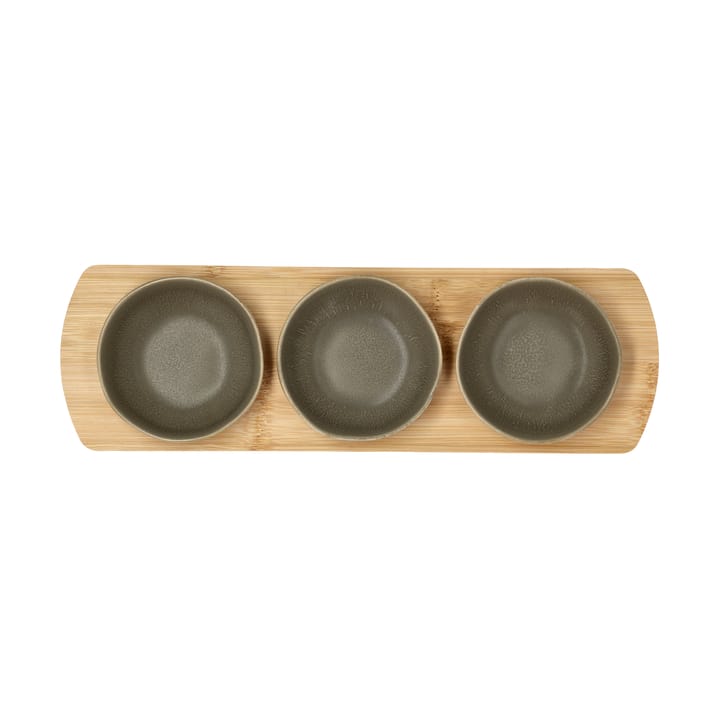 Shoku bambusbrett med 3 skåler, Warm Brown Villa Collection
