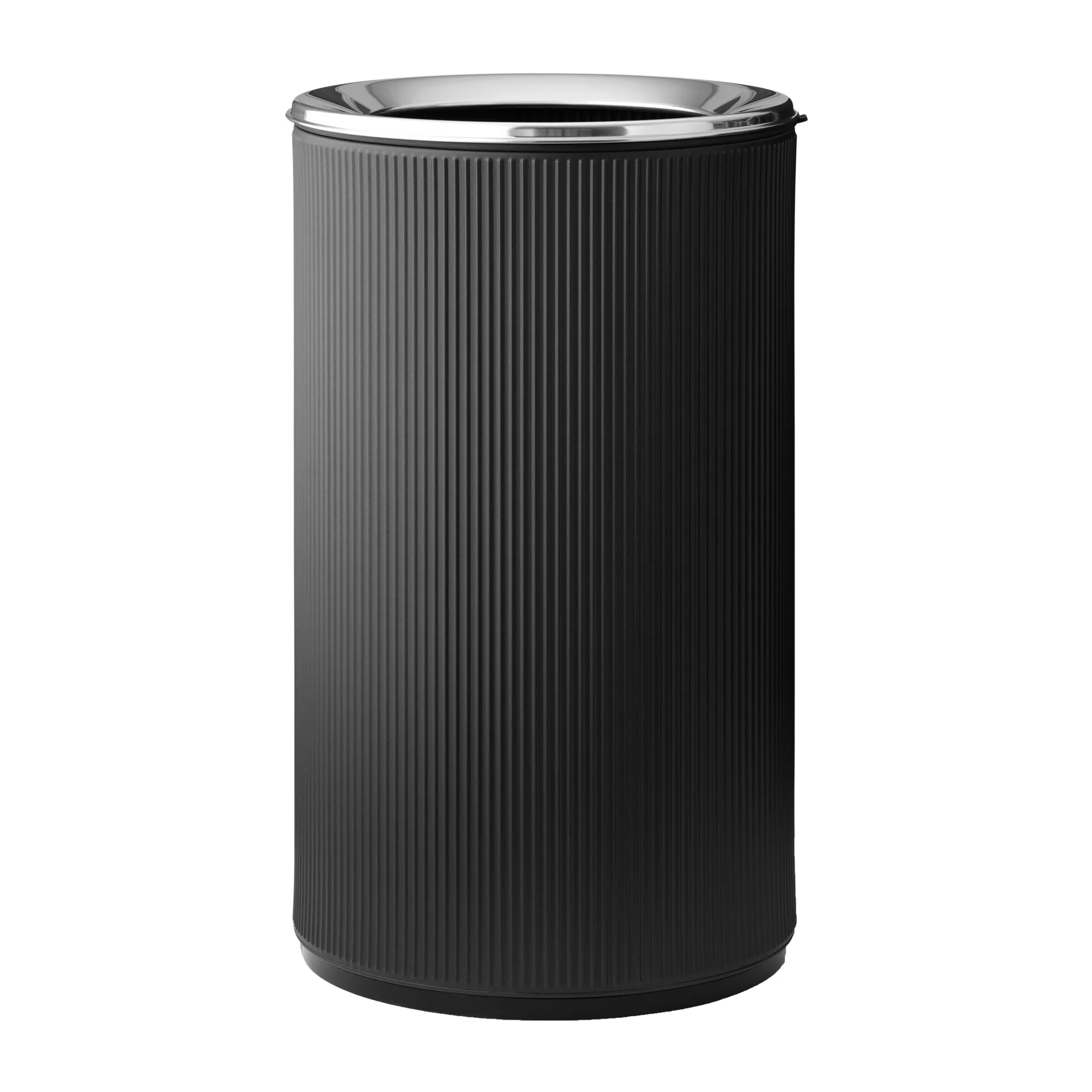 Vipp19 papirkurv med kant 60 l, Black-stainless steel Vipp