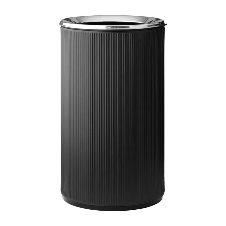 Vipp19 papirkurv med kant 60 l - Black-stainless steel - Vipp
