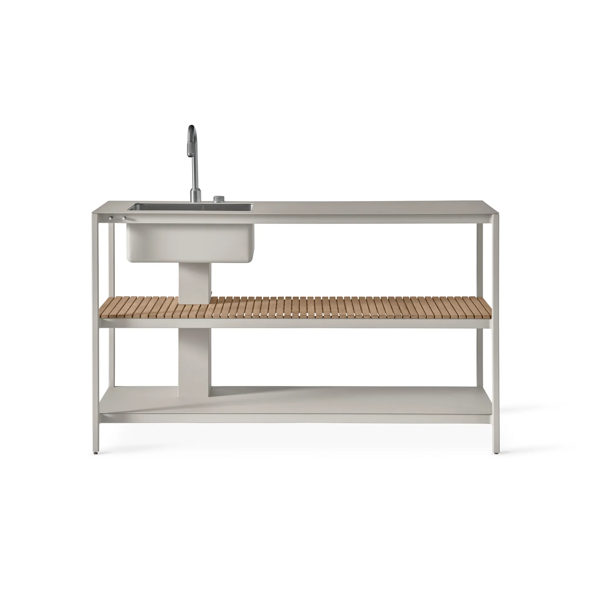 Vipp742 Open-Air kjøkkenmodul med vask, Warm grey, 154x59x93 cm Vipp