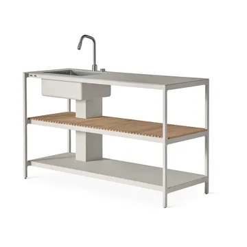 Vipp742 Open-Air kjøkkenmodul med vask - Warm grey, 154x59x93 cm - Vipp