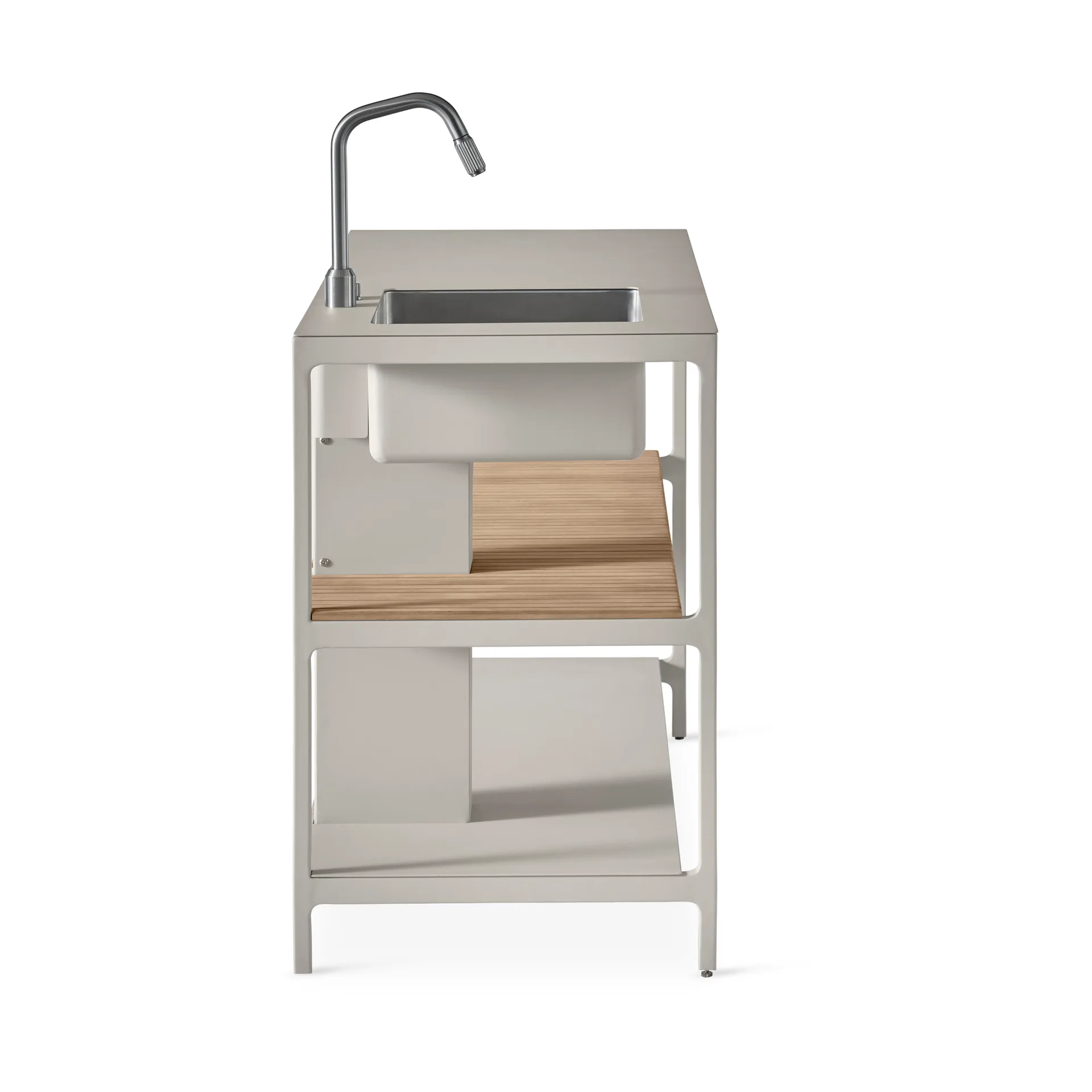 Vipp742 Open-Air kjøkkenmodul med vask, Warm grey, 154x59x93 cm Vipp