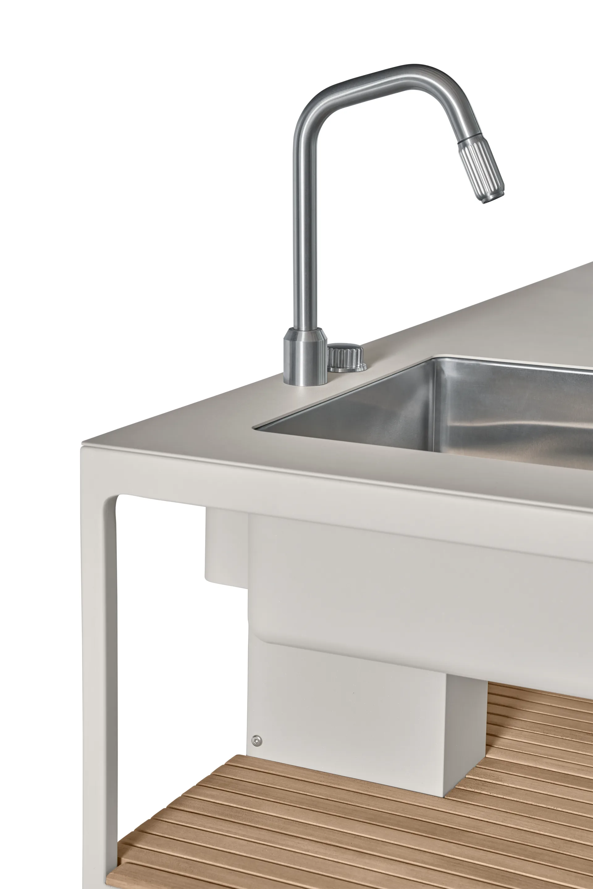 Vipp742 Open-Air kjøkkenmodul med vask, Warm grey, 154x59x93 cm Vipp
