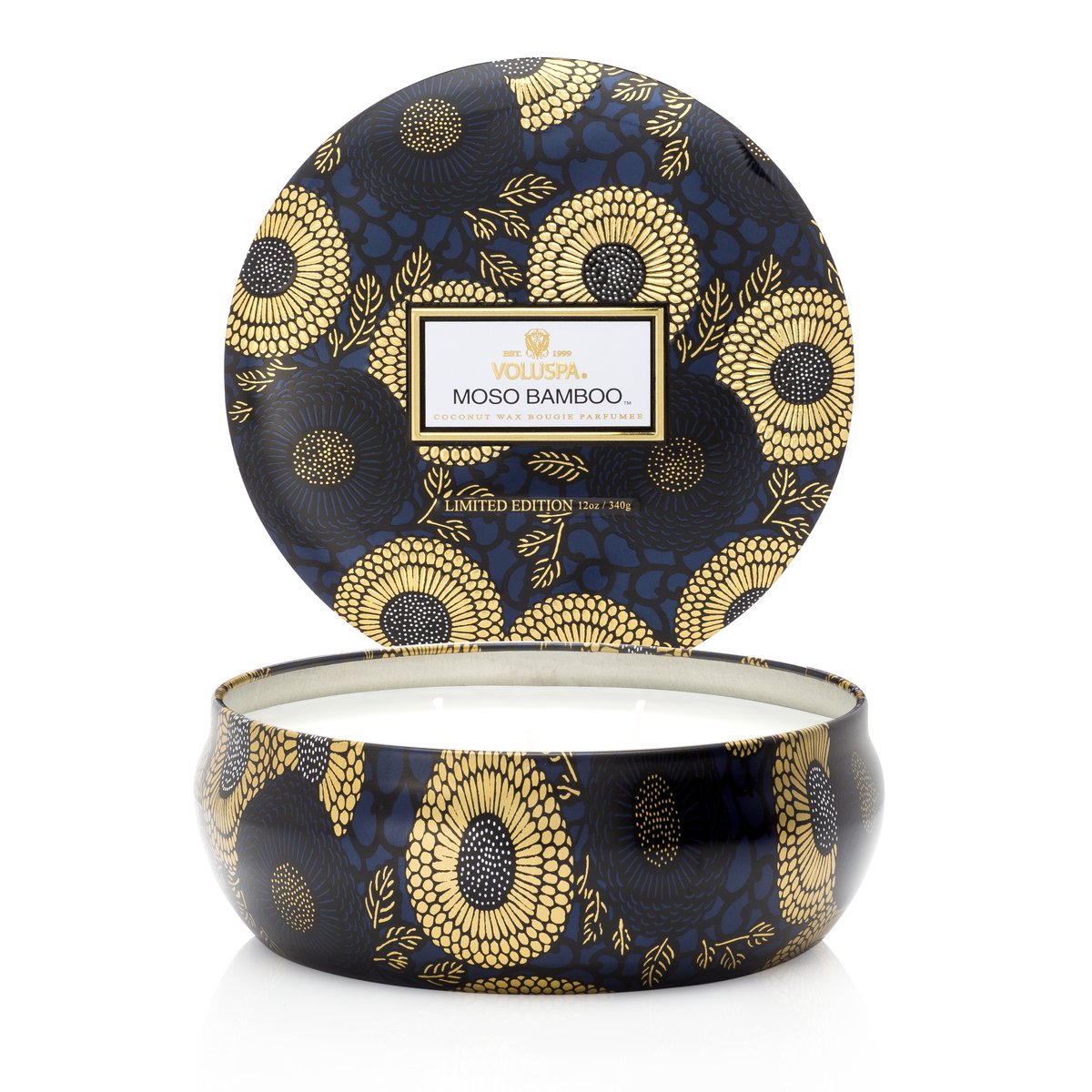 3-wick in a tin lys 60 timer Moso Bamboo