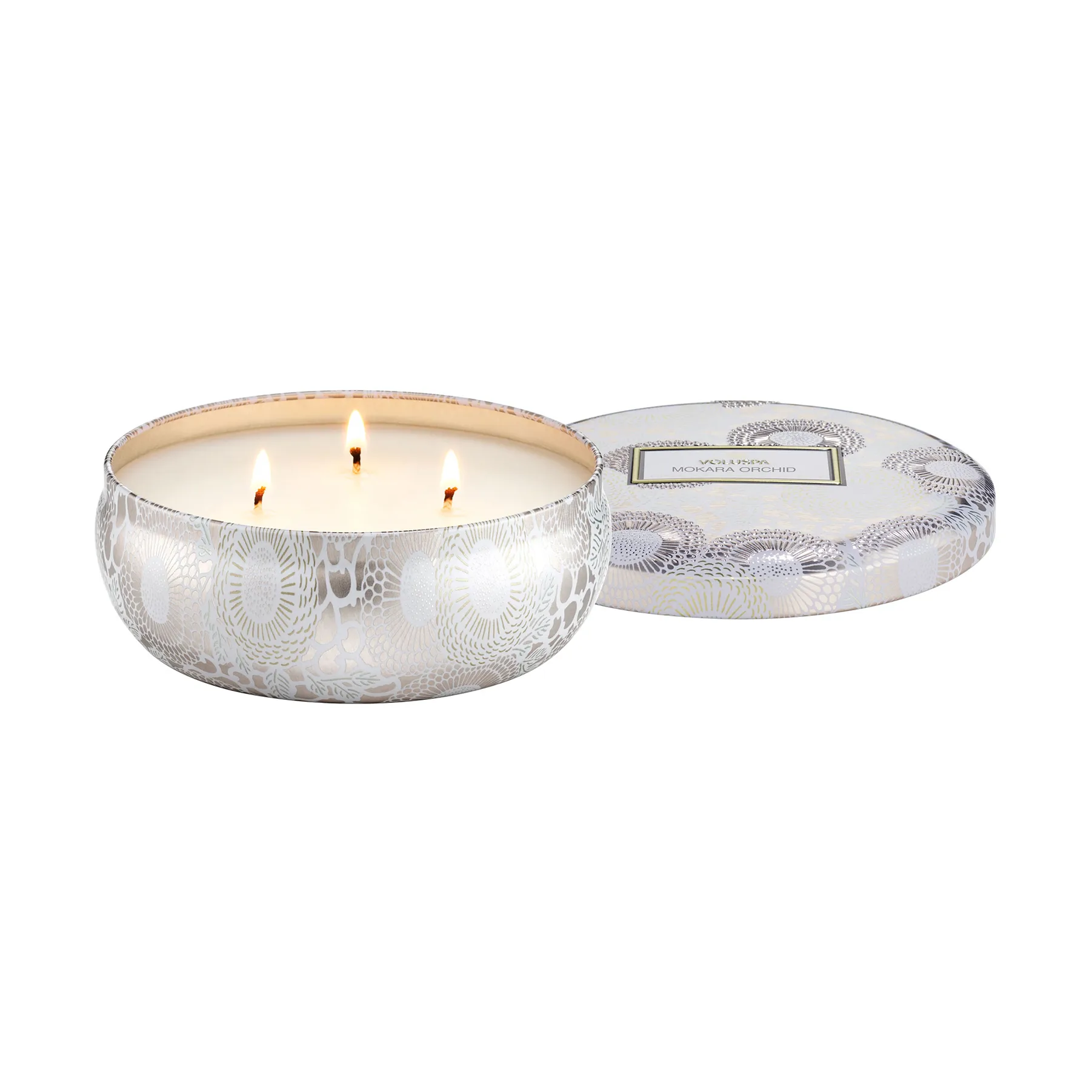 Japonica 3-wick Tin duftlys 40 timer, Mokara Orchid Voluspa