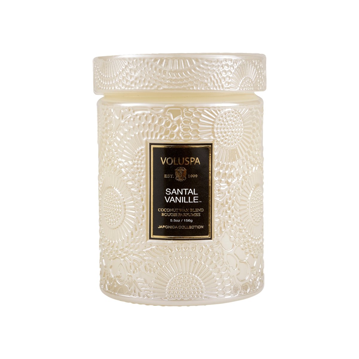 Voluspa Japonica duftlys i glassboks 50 timmar Santal Vanille