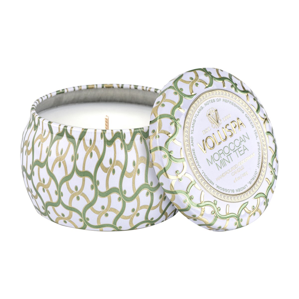 Voluspa Maison Blanc Mini Tin duftlys 25 timer Moroccan Mint Tea