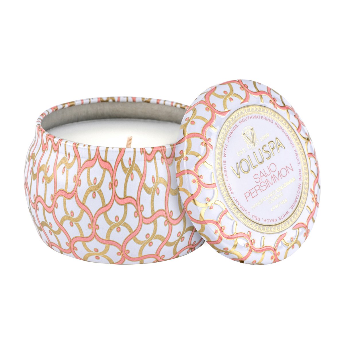 Voluspa Maison Blanc Mini Tin duftlys 25 timer Saijo Persimmon
