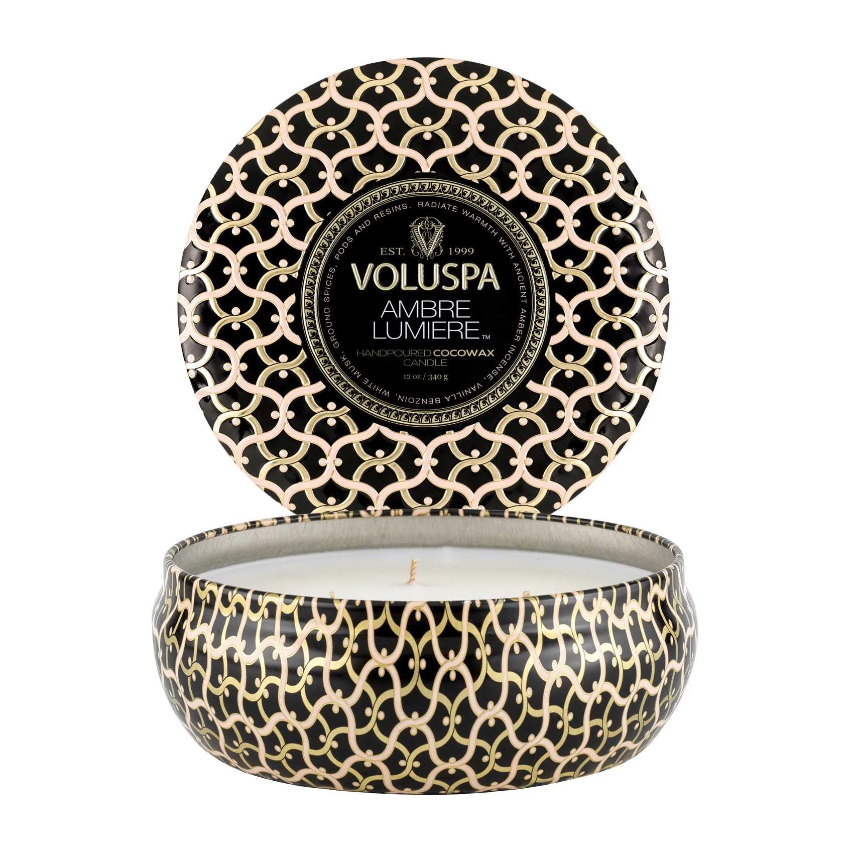Maison Noir 3-wick Tin duflys 40 timer, Ambre Lumiere Voluspa