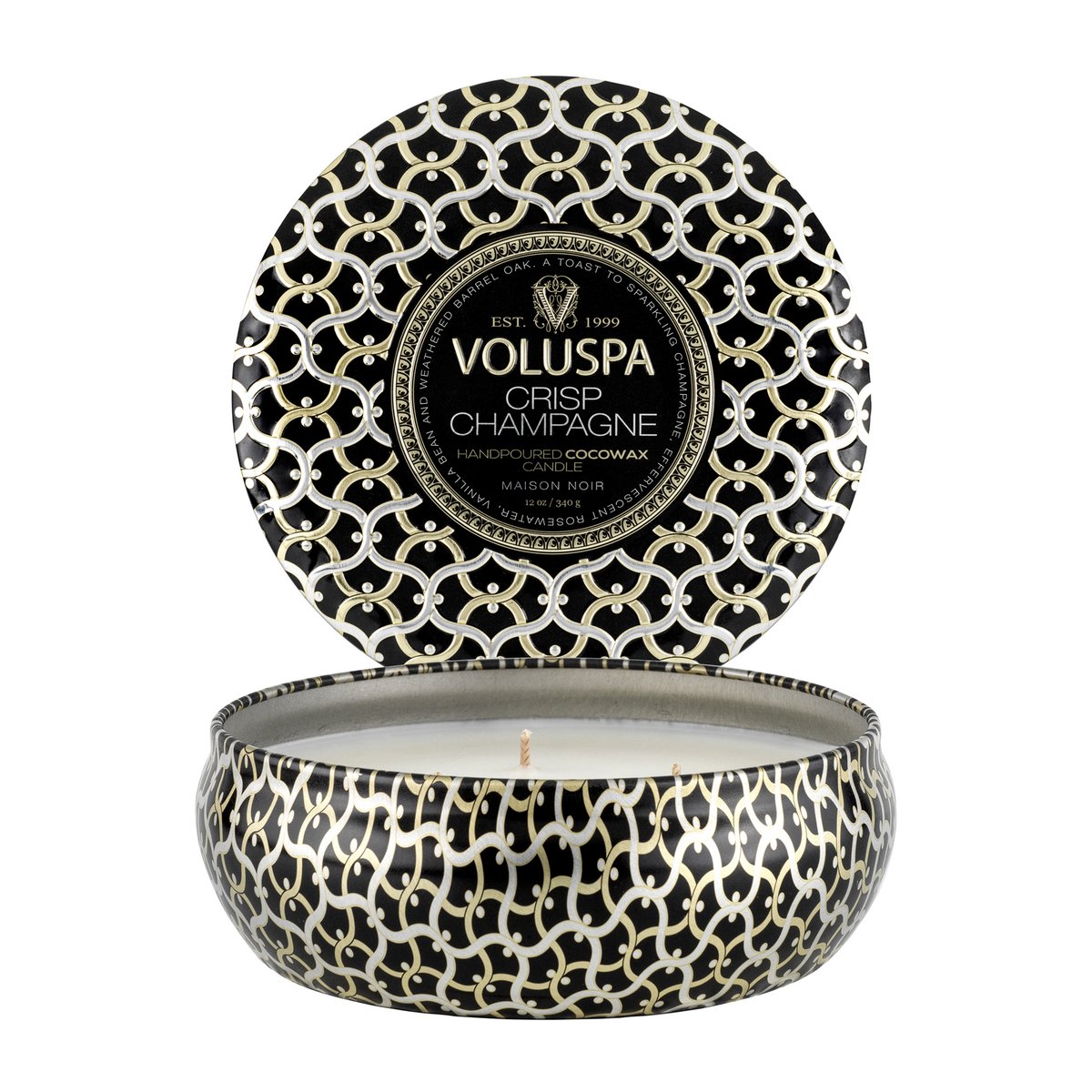 Maison Noir 3-wick Tin duflys 40 timer Crisp Champagne