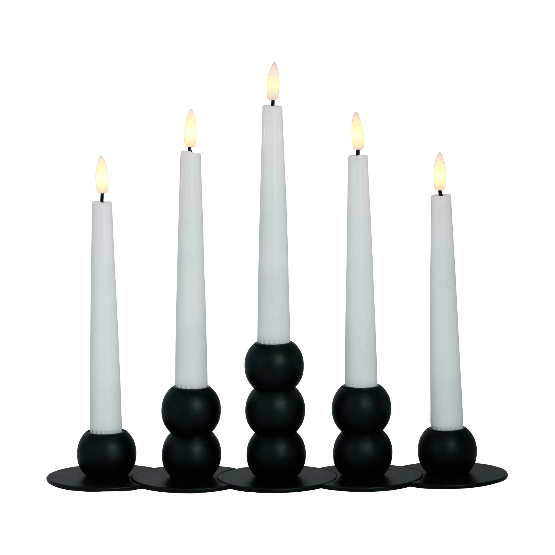 Lykke kombinerbar lysestake inkl. 5 stk LED-lys, Black Watt & Veke