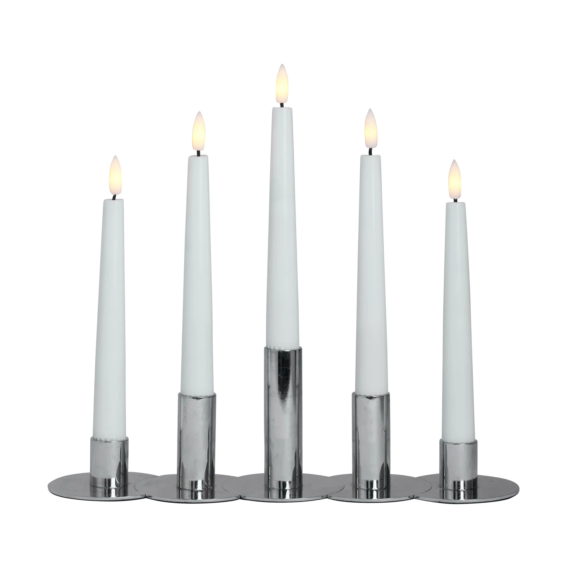 Lykke kombinerbar lysestake inkl. 5 stk LED-lys, Chrome Watt & Veke