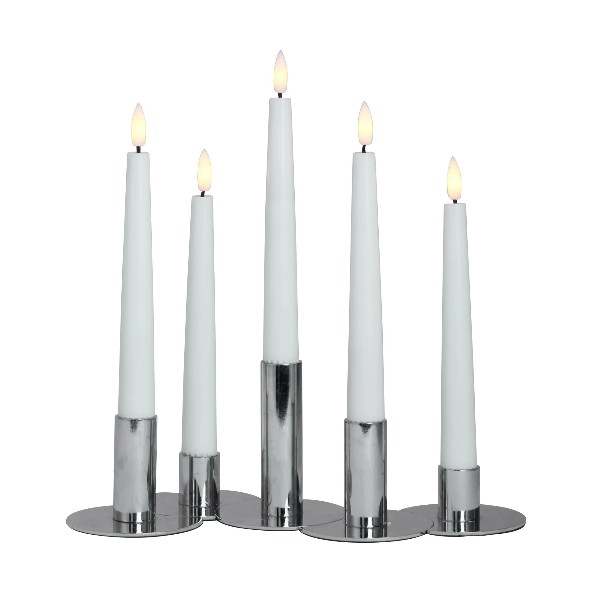 Lykke kombinerbar lysestake inkl. 5 stk LED-lys, Chrome Watt & Veke