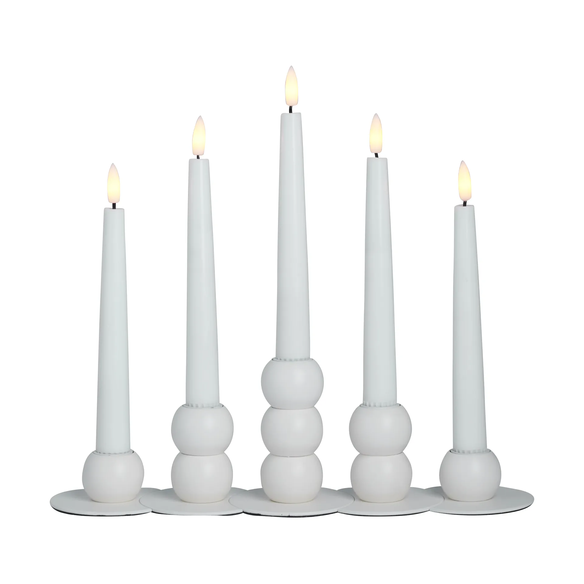 Lykke kombinerbar lysestake inkl. 5 stk LED-lys, White  Watt & Veke