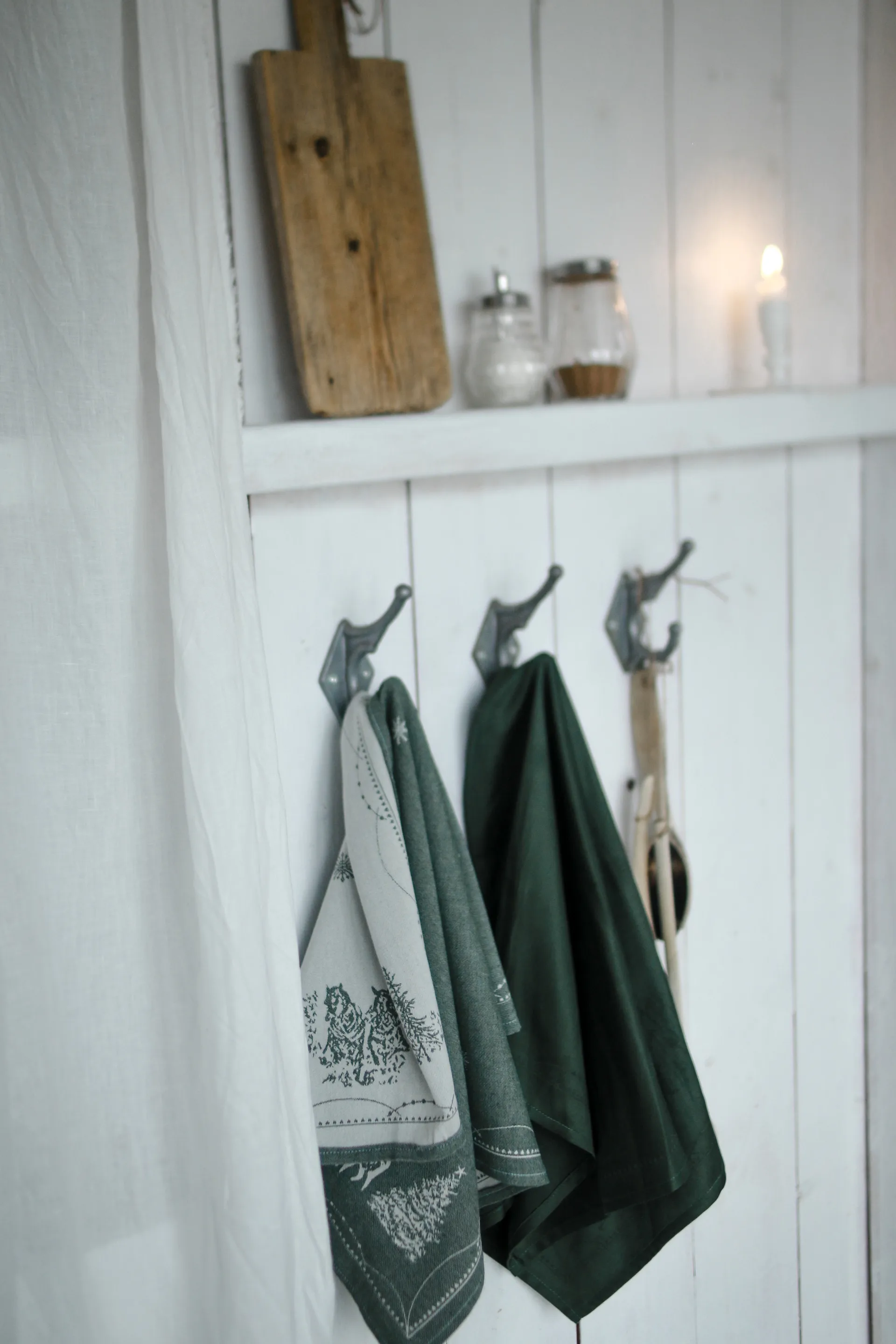 Julemorgen kjøkkenhåndkle 50x70 cm, Hvit-grønn Wik & Walsøe