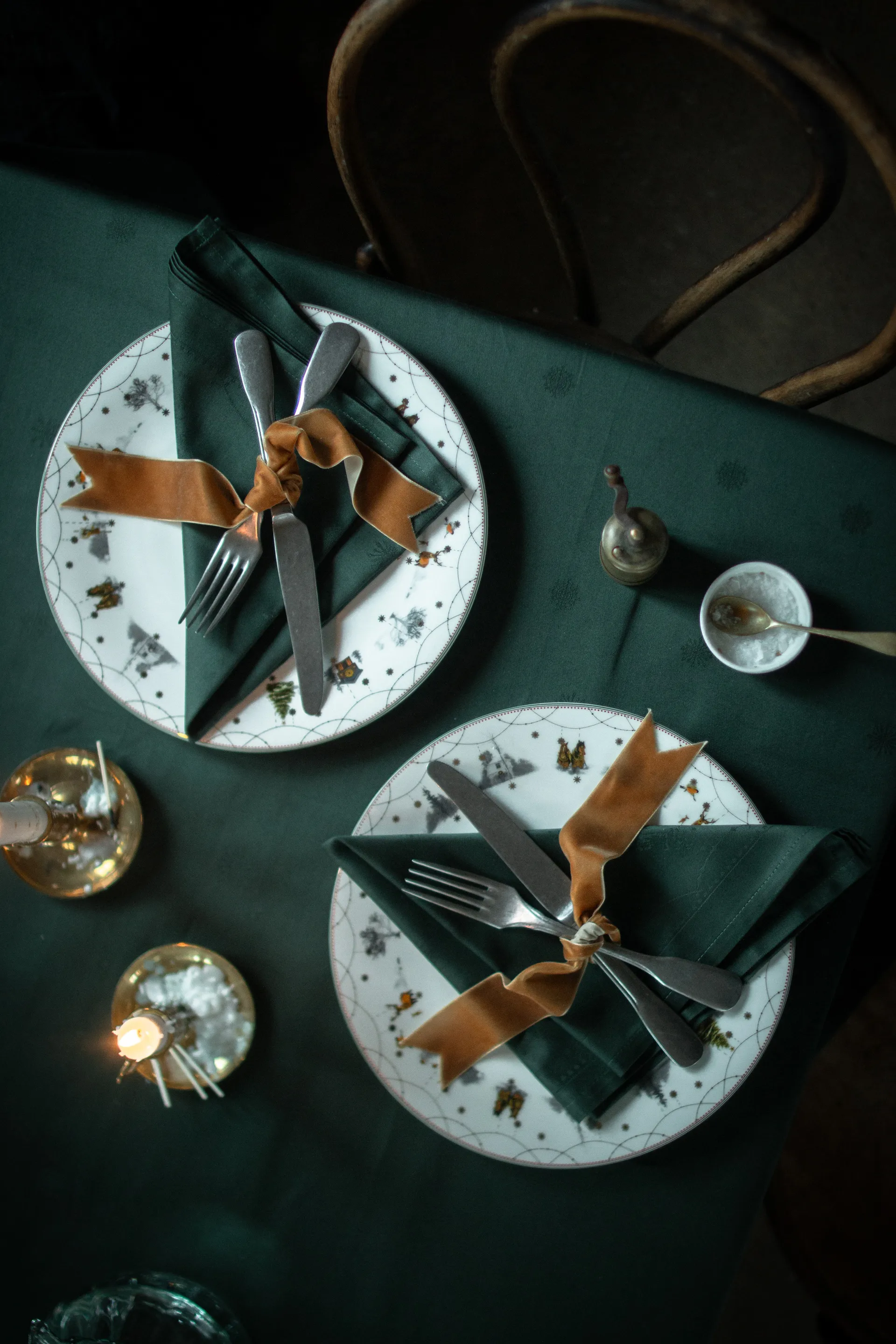 Julemorgen stoffserviett 45x45 cm 2-pack, Hvit-grønn Wik & Walsøe