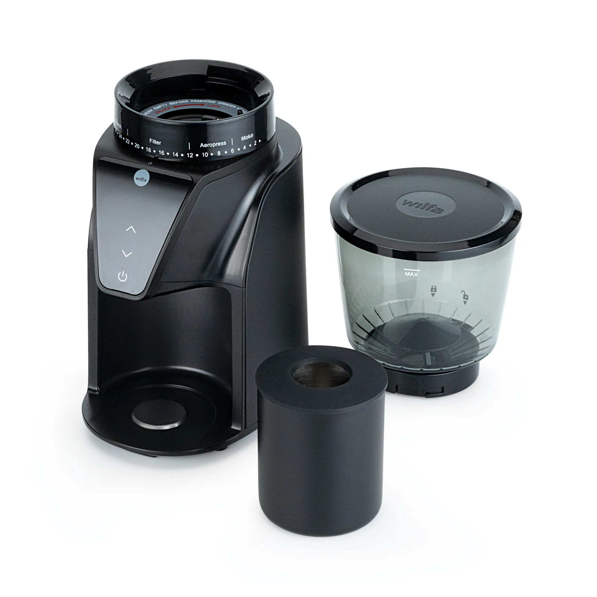 CG1B-275 balance kaffekvern, Svart Wilfa
