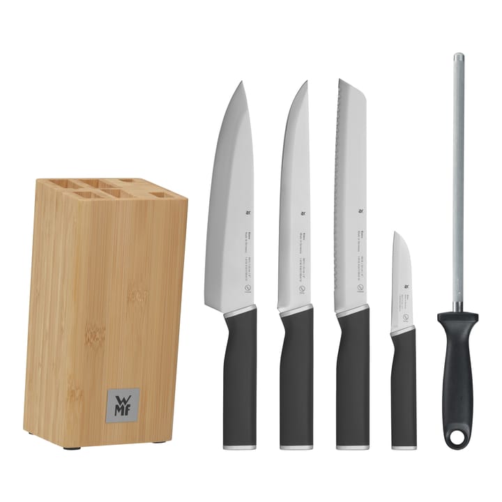 Kineo knivblokk med 4 kniver cromargan, Rustfritt stål WMF