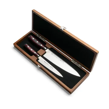Super Gou knivsett i etui, 2 deler - Natur-rød-svart, 20 cm, 12,5 cm - Yaxell
