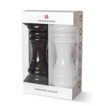 Berlin salt- og pepperkvern sett - svart-hvit - Zassenhaus