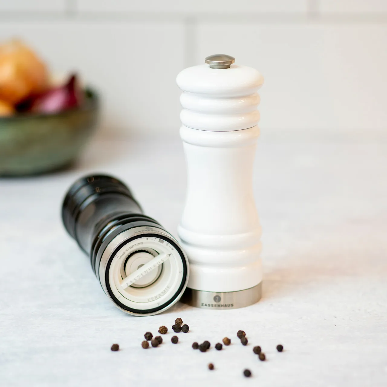 München salt- og pepperkvern blank 15 cm 2 deler, Sort-hvit Zassenhaus