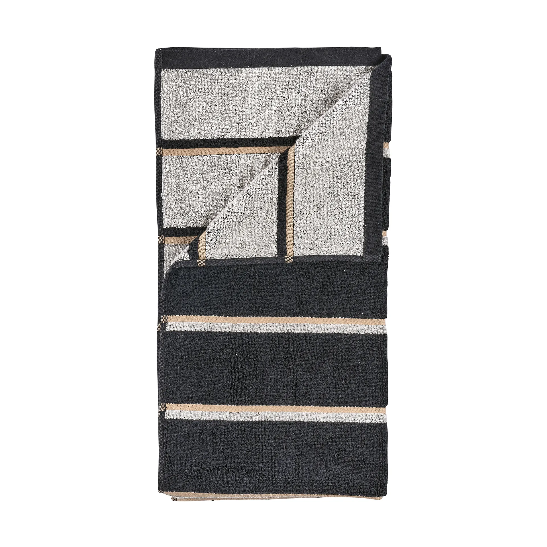 Sauna Håndkle, Black-soft grey-camel, 50x100 cm Zone Denmark