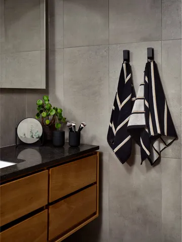 Sauna Håndkle - Black-soft grey-camel, 50x100 cm - Zone Denmark
