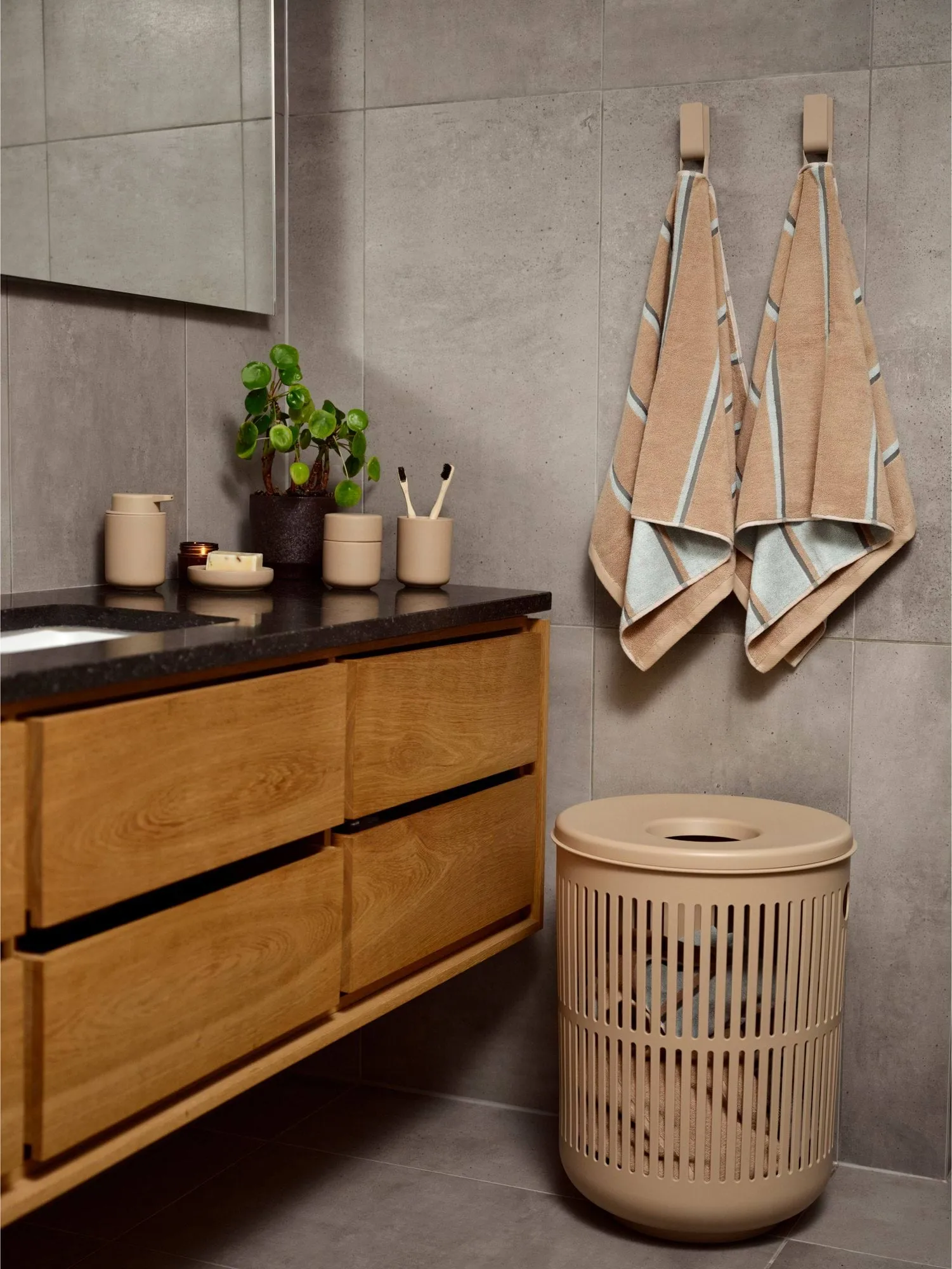 Sauna Håndkle, Camel-ice blue-olive green, 50x100 cm Zone Denmark
