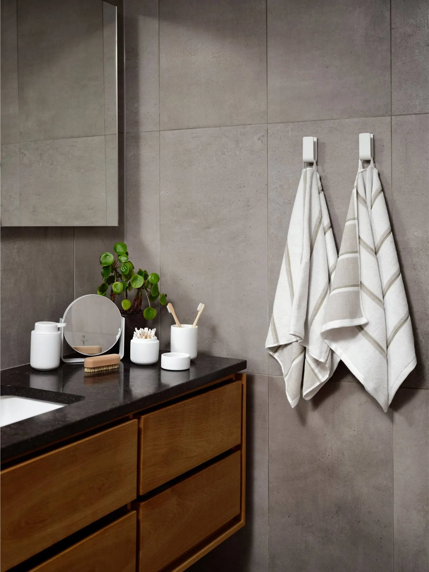 Sauna Håndkle, White-soft grey-eucalyptus, 50x100 cm Zone Denmark