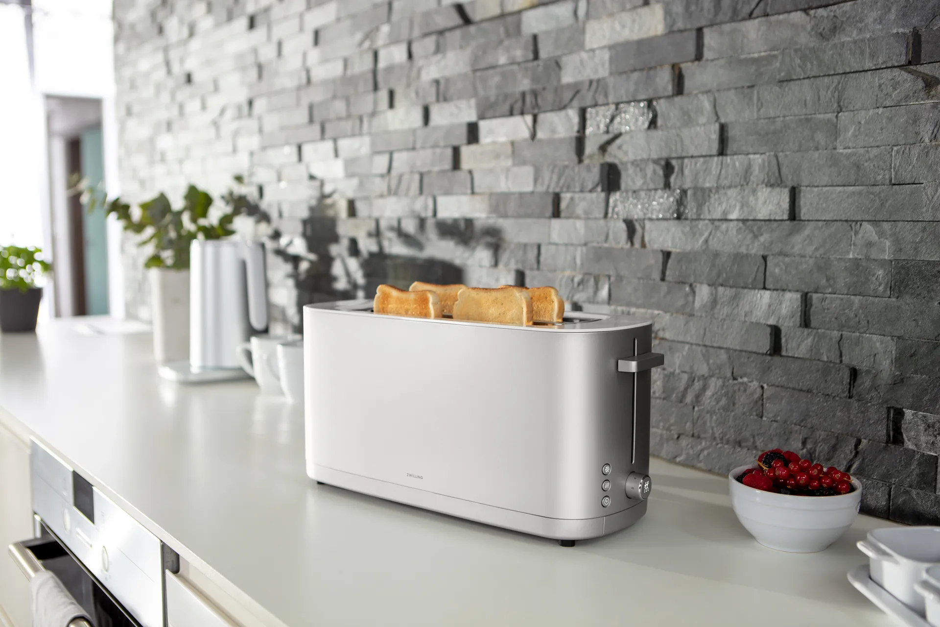 Zwilling brødrister med brødvarmer 2 lange rom, Sølv Zwilling