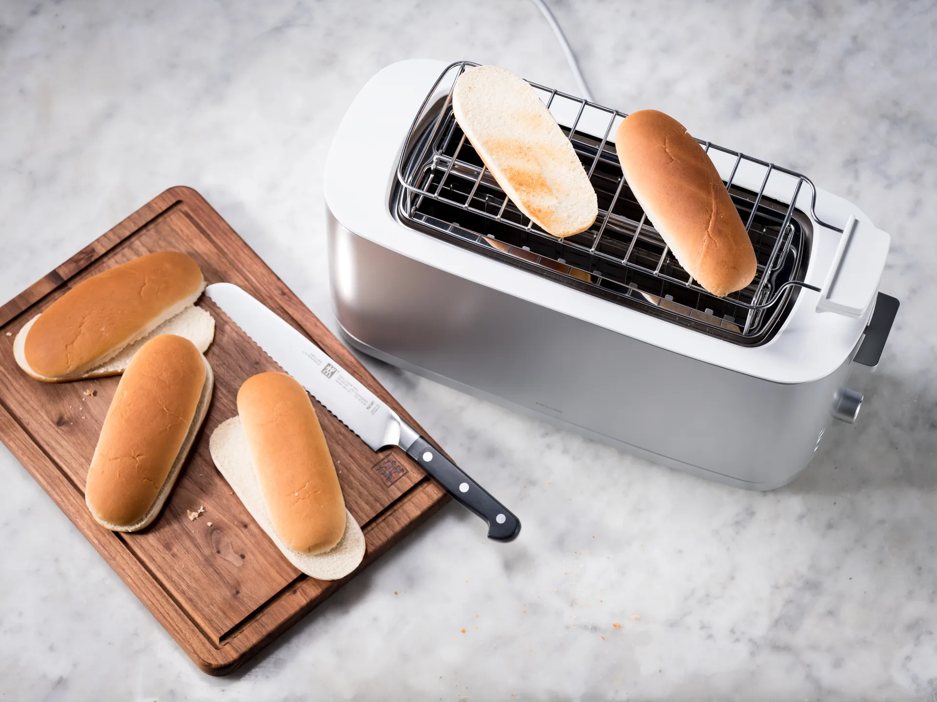 Zwilling brødrister med brødvarmer 2 lange rom, Sølv Zwilling