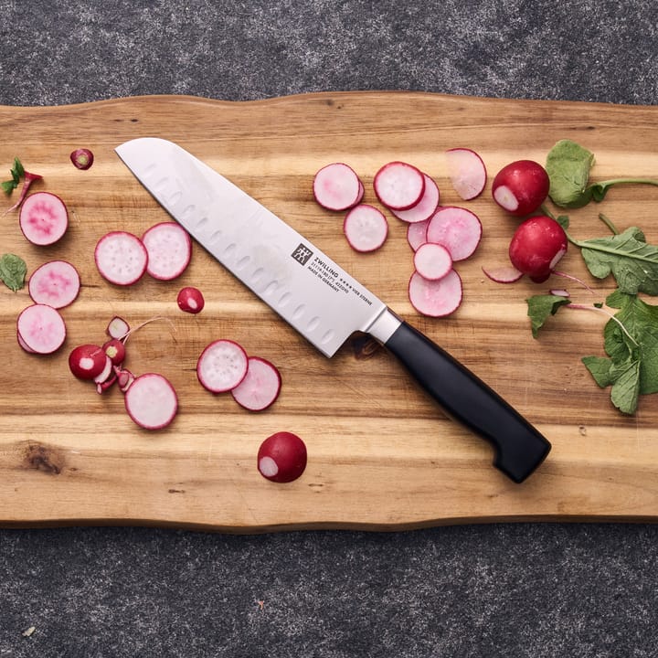Zwilling Four star santokukniv 18 cm, Svart-rustfritt stål Zwilling